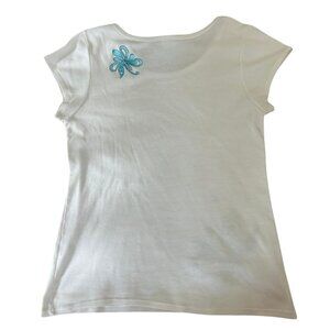 Women's White and Blue T-shirt